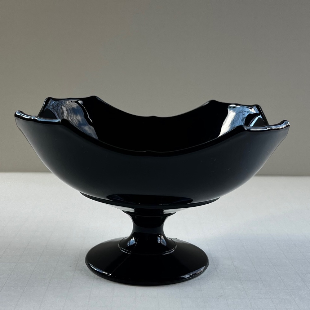 Black Glass Square Pedestal Bowl